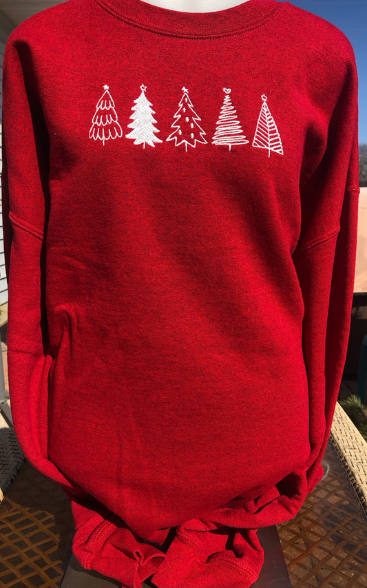 5 Christmas Tree Embroidered Sweatshirt